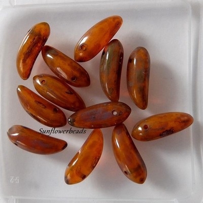 25 Glasperlen Banana beads - topas caramel travertin